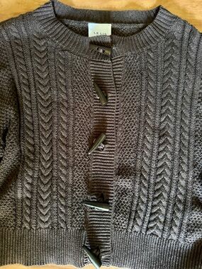 Le Lis Dark Brown Cable Knit Toggle Cardigan